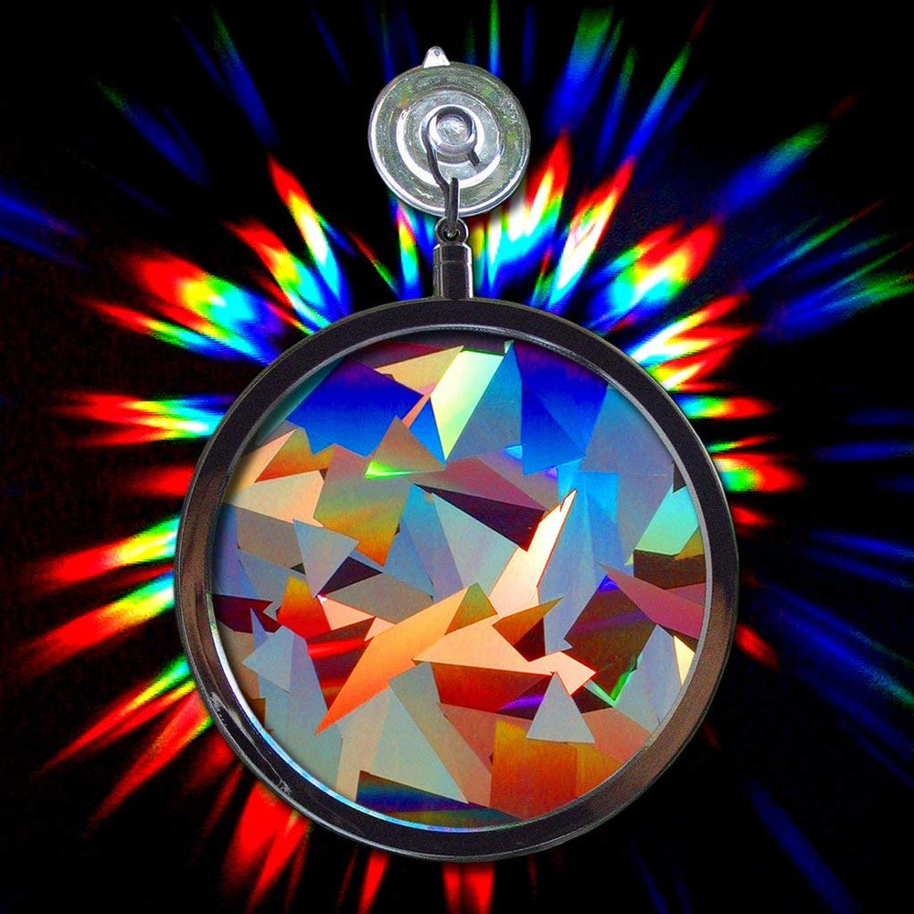 Rainbow Symphony Suncatcher in a window creating rainbows
