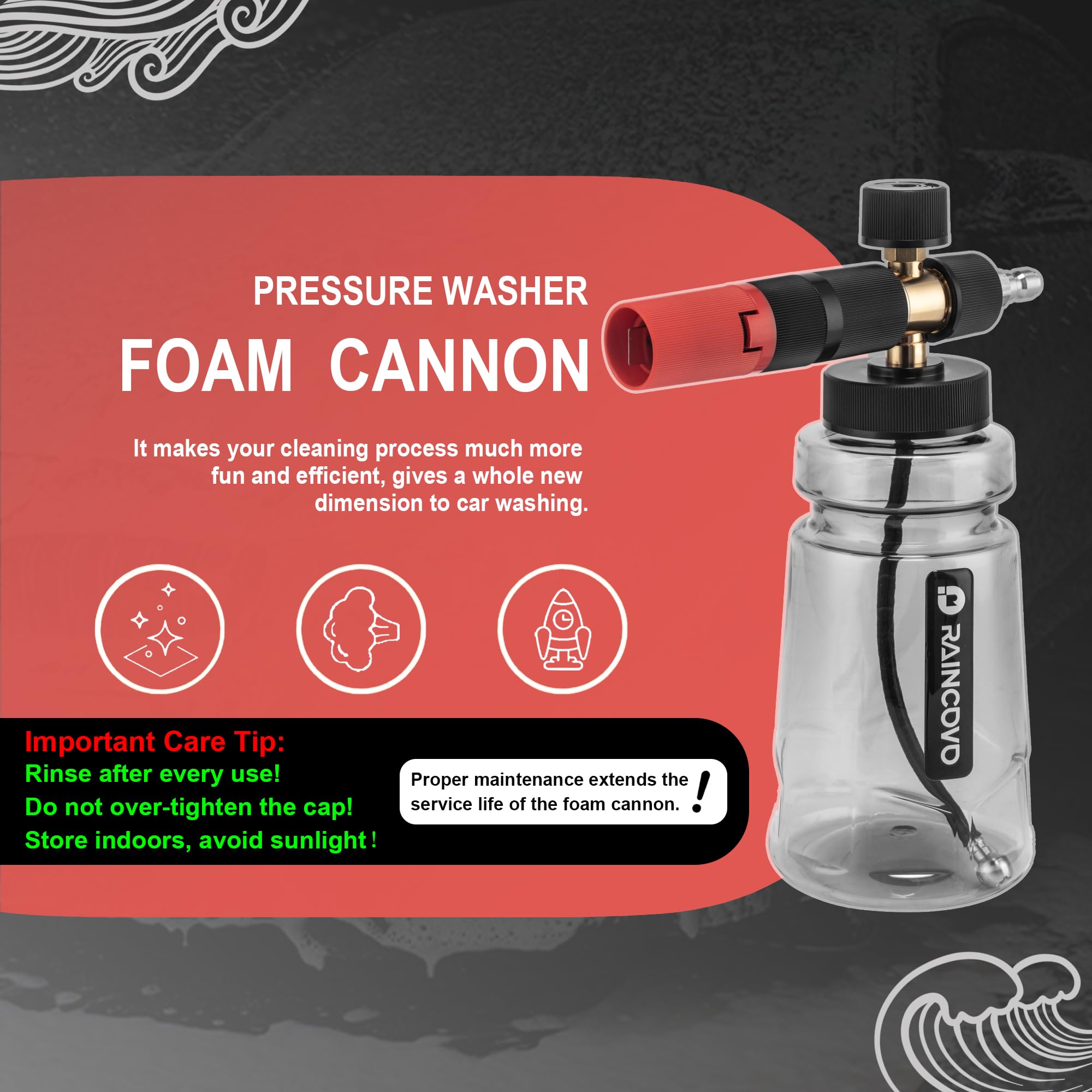 Raincovo Foam Cannon side view showcasing bottle design