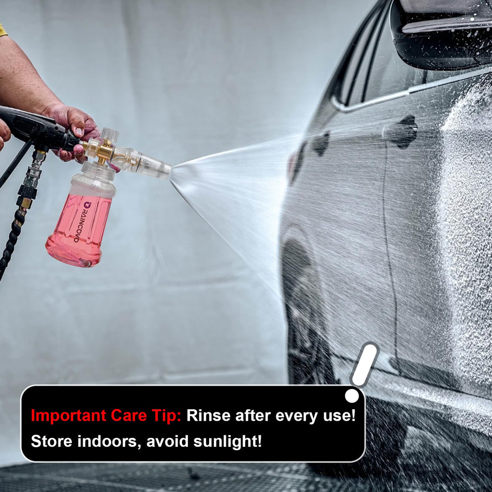 Raincovo Foam Cannon side view showcasing stainless steel filter