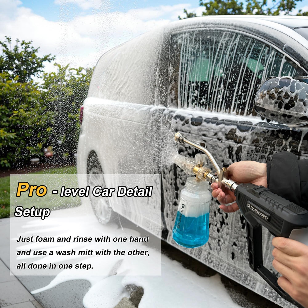 Raincovo Foam Cannon with soap container filled