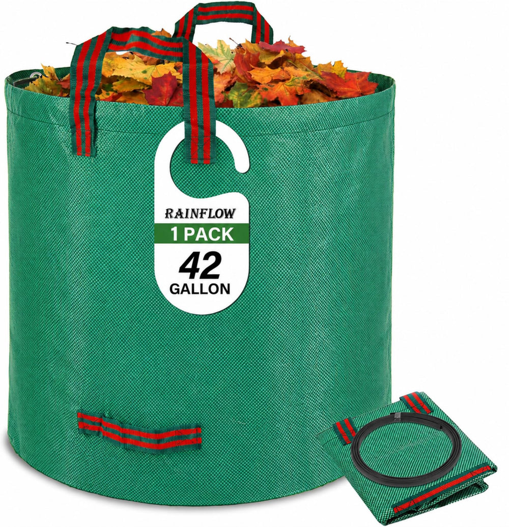 RAINFLOW 42 Gallon Reusable Yard Waste Bag green front view