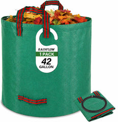 RAINFLOW 42 Gallon Reusable Yard Waste Bag green front view
