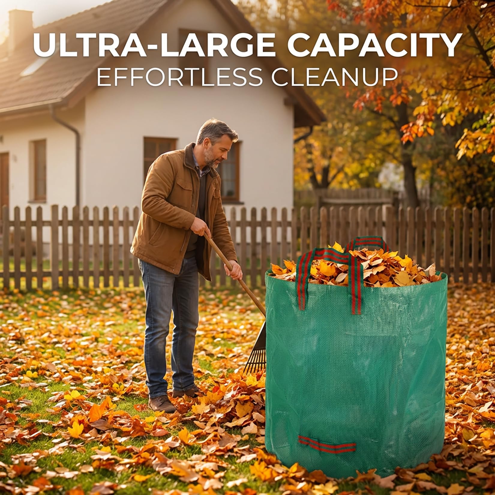 RAINFLOW reusable yard waste bag in garden setting