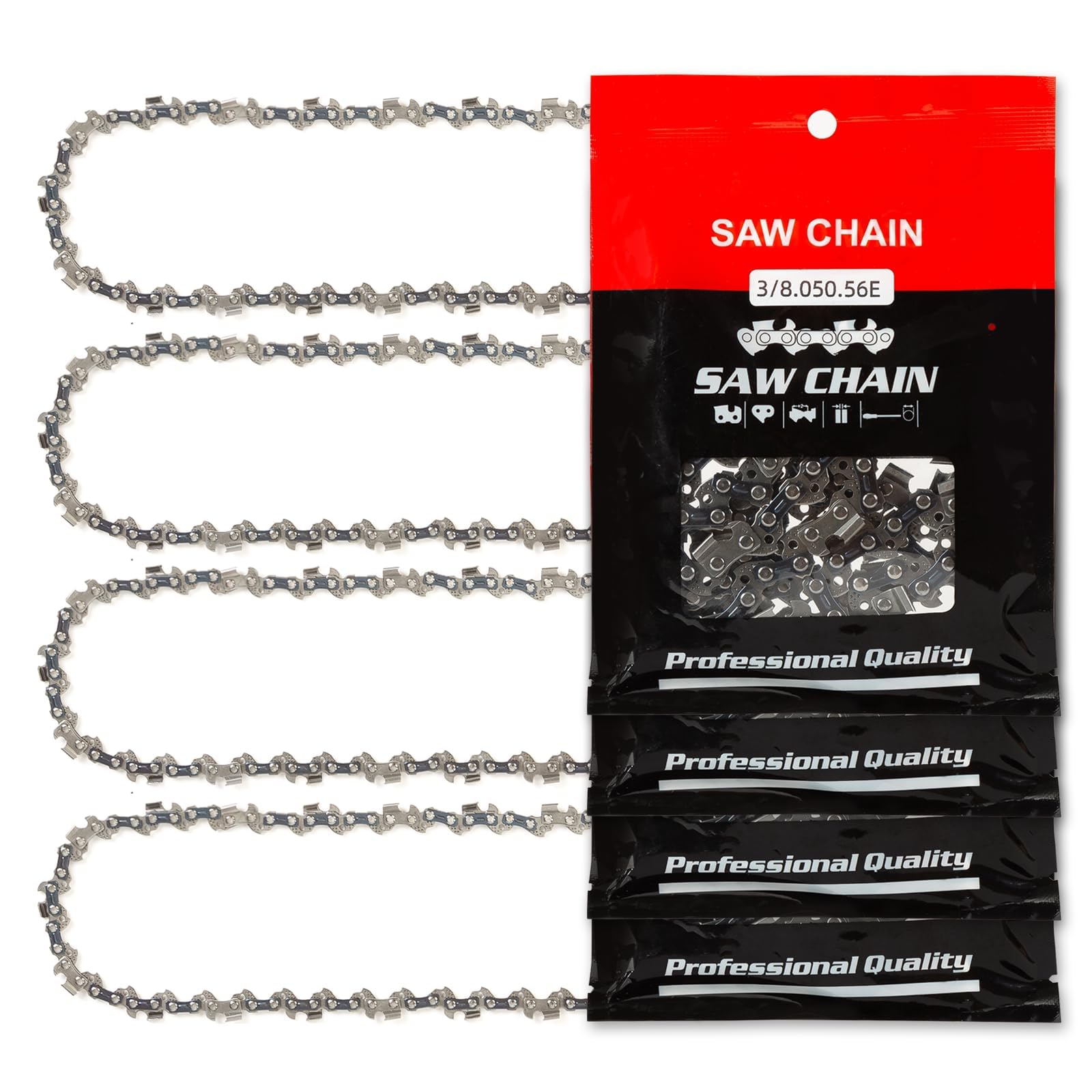 RAINHOL 16-inch chainsaw chain front view with 56 drive links