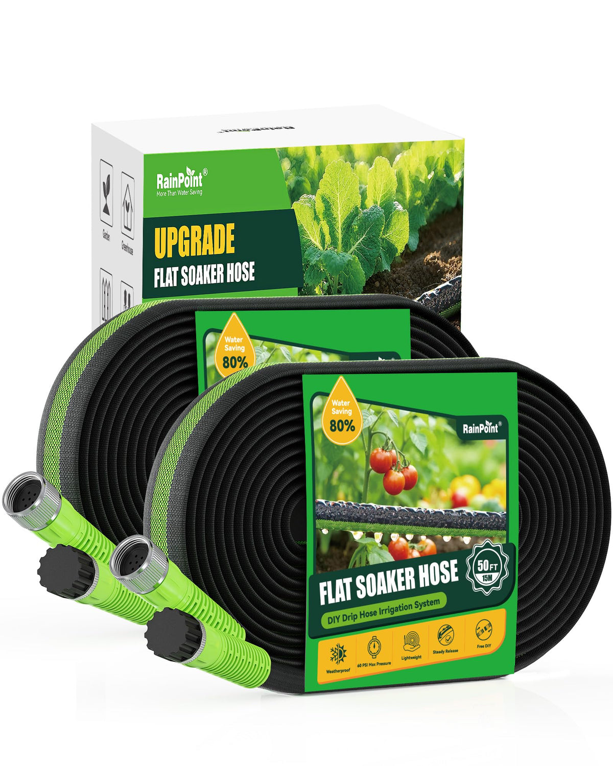 RAINPOINT 100FT flat soaker hose front view