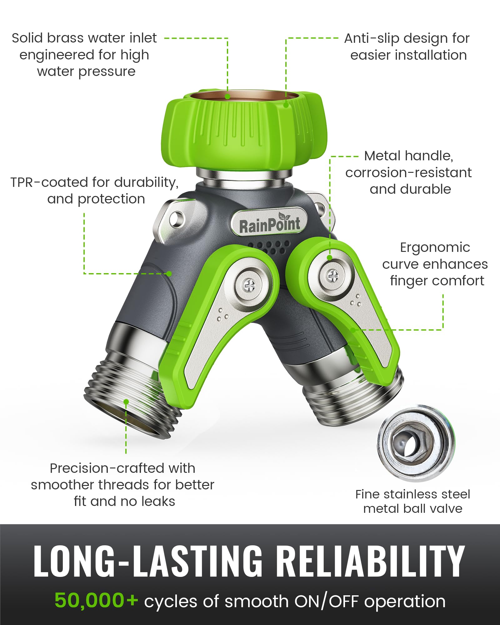 RAINPOINT 2 Way Garden Hose Splitter in garden setting