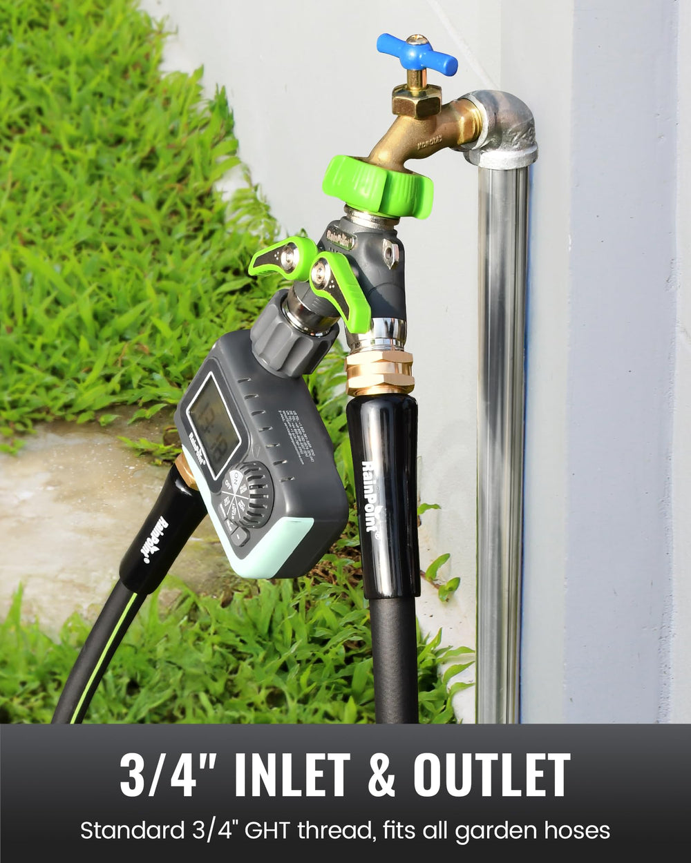RAINPOINT 2 Way Garden Hose Splitter with TPR rubber surface