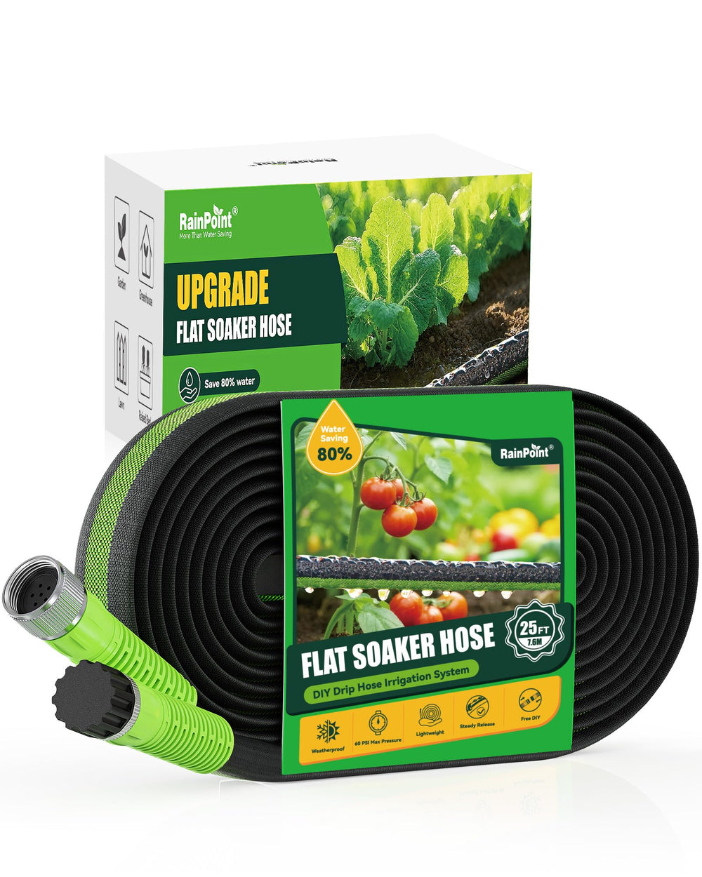 RAINPOINT 25FT Flat Soaker Hose front view
