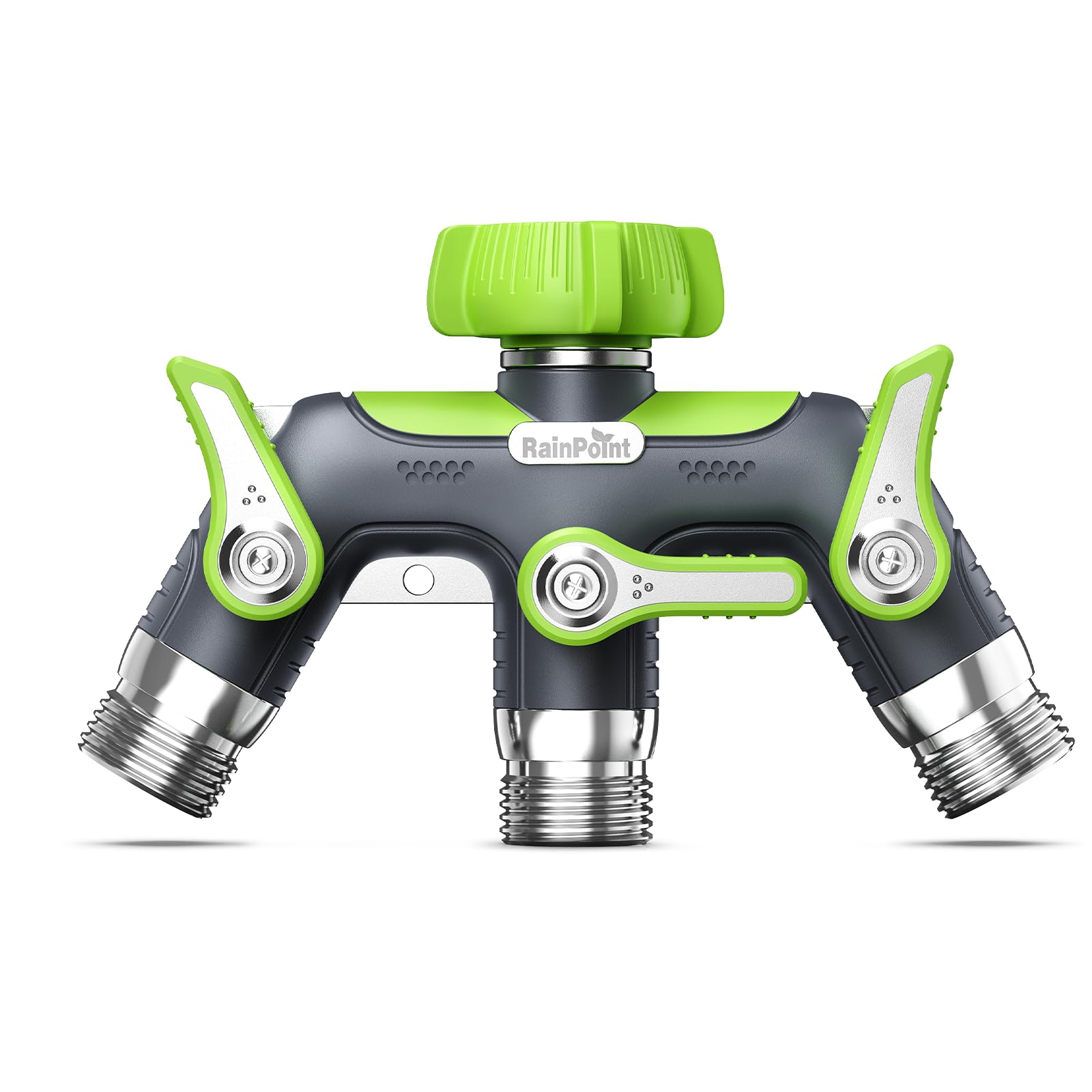 RAINPOINT 3 Way Hose Splitter front view showing ergonomic handle