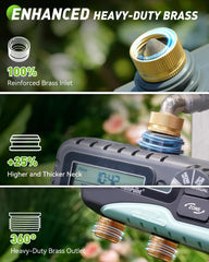 RAINPOINT 3 Zone Water Timer showing brass inlet and outlet