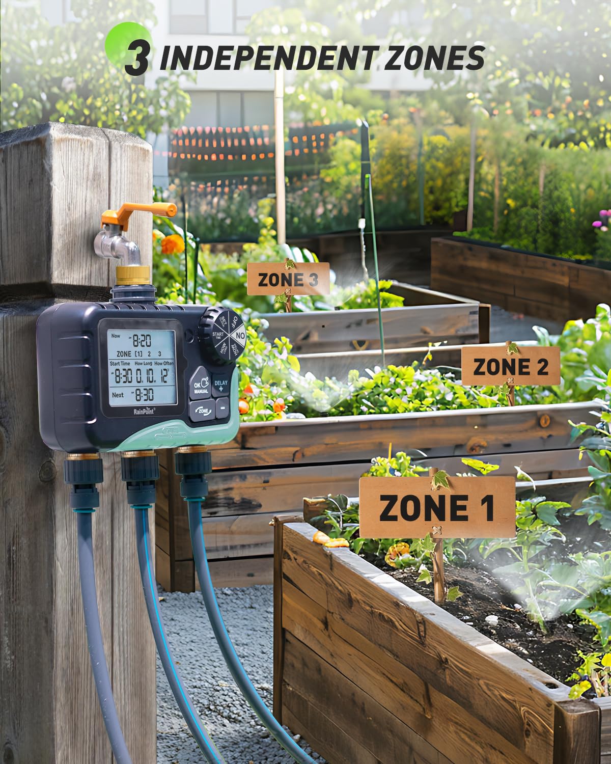 RAINPOINT 3 Zone Water Timer side view