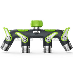 RAINPOINT 4 Way Garden Hose Splitter front view in green