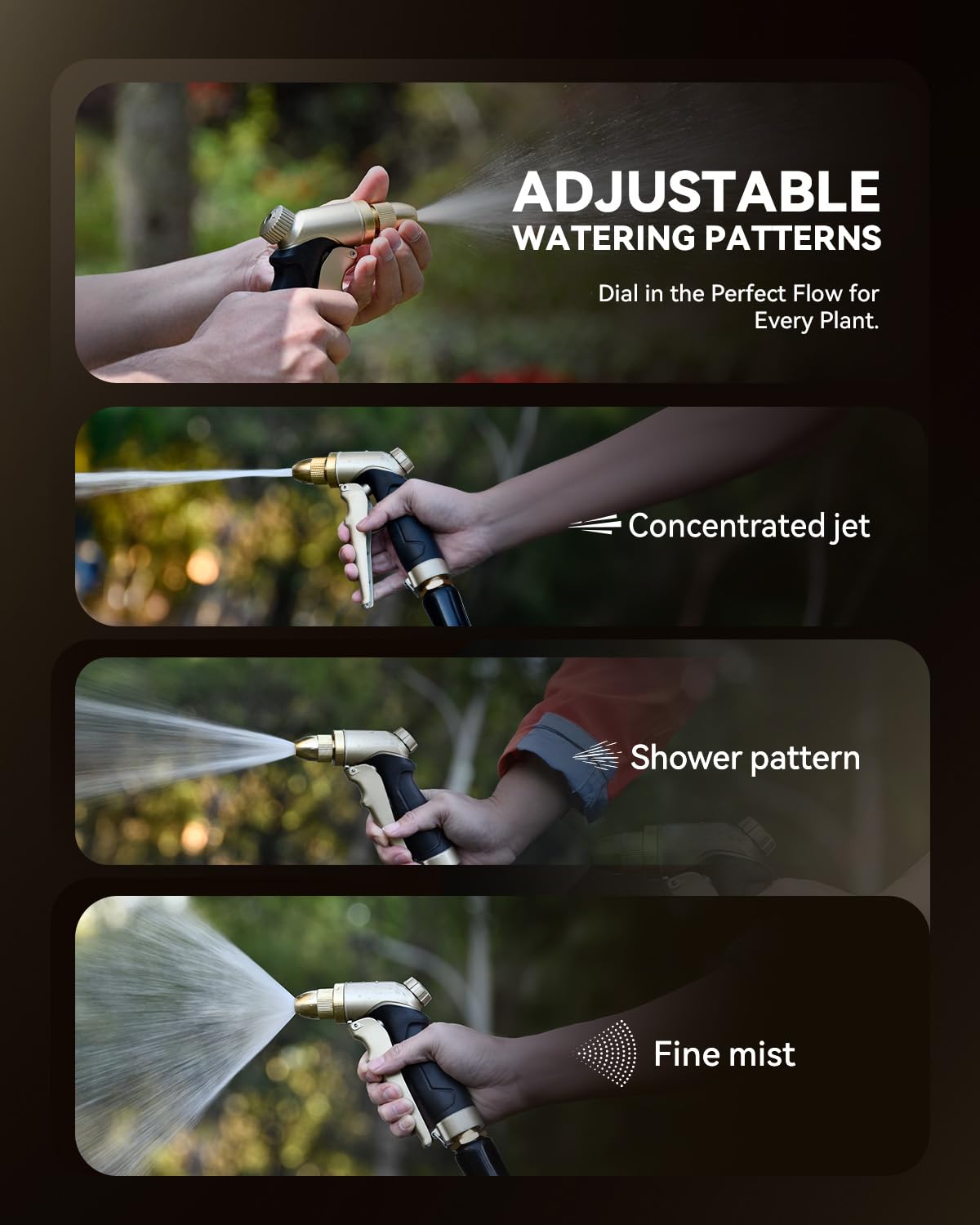 RAINPOINT Garden Hose Nozzle connected to a standard garden hose