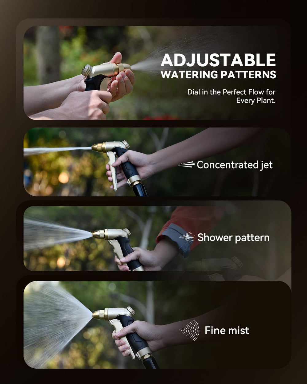 RAINPOINT Garden Hose Nozzle connected to a standard garden hose