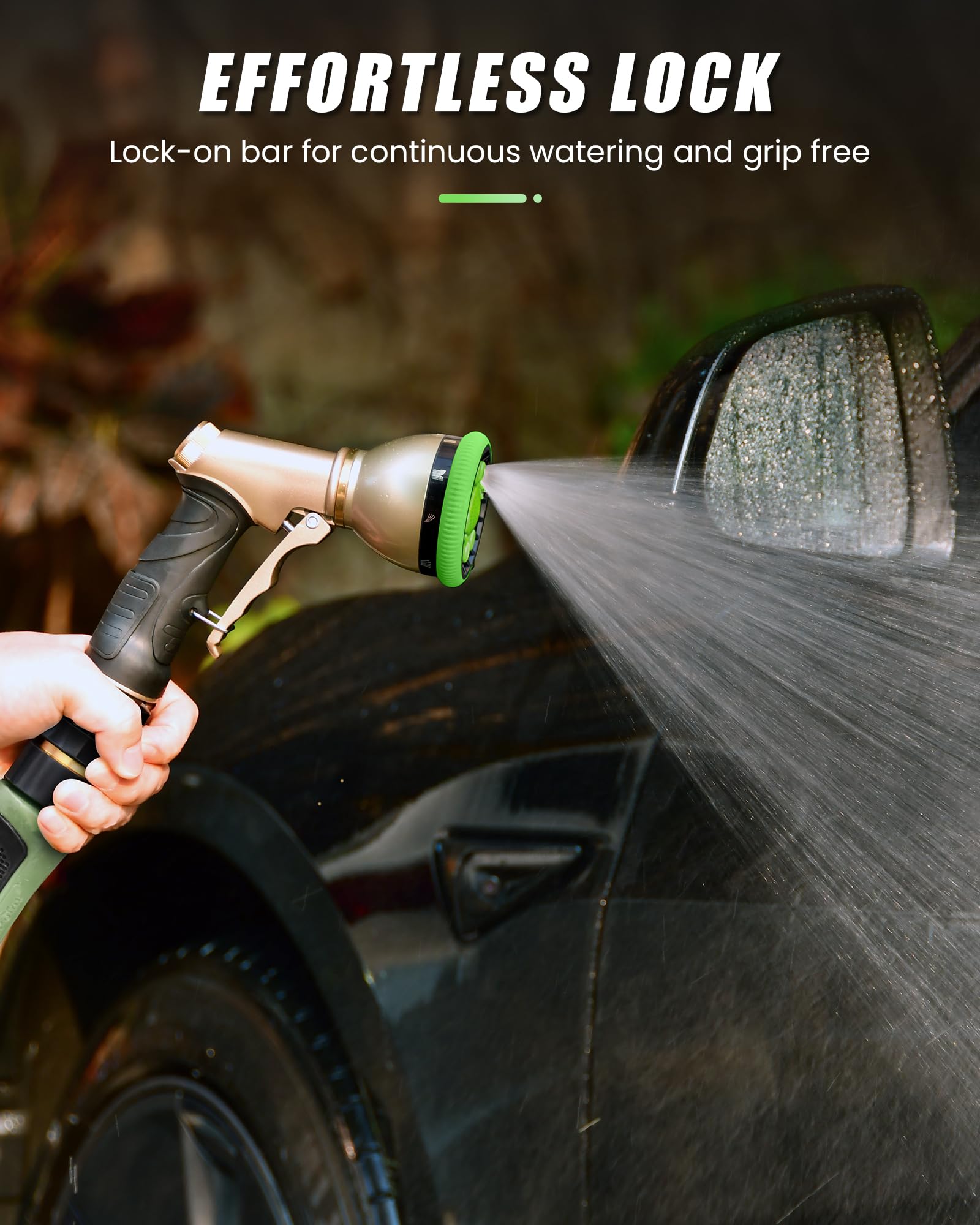 RAINPOINT Garden Hose Nozzle side view with handle lock