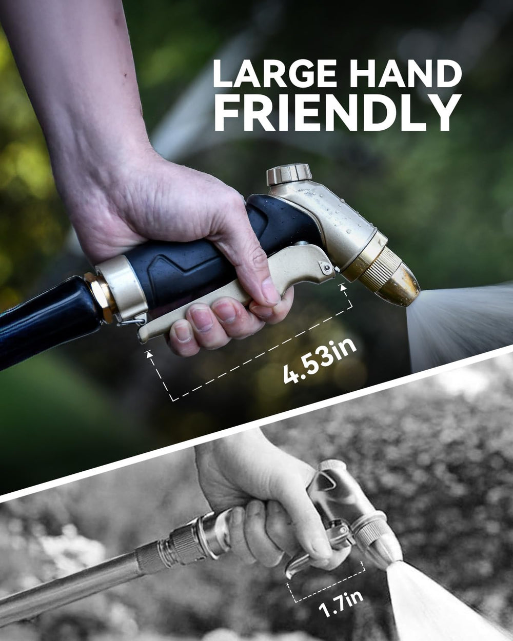 RAINPOINT Garden Hose Nozzle with ergonomic grip