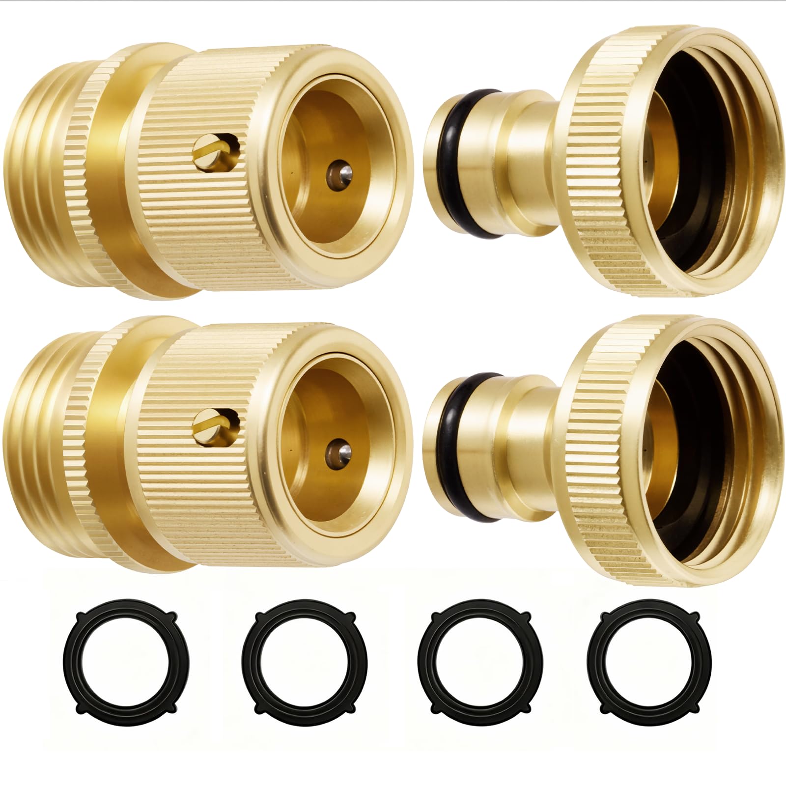 RAINPOINT Garden Hose Quick Connector set showing two male and two female connectors