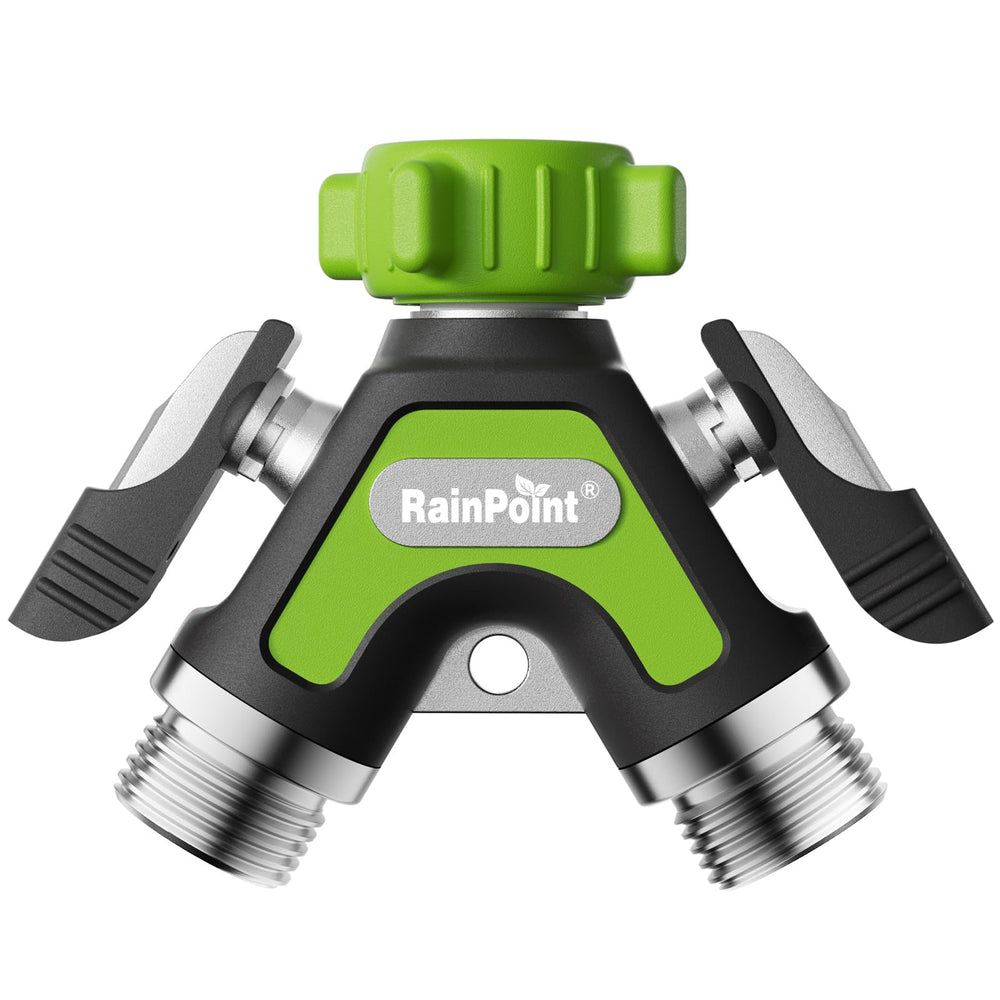 RAINPOINT Garden Hose Splitter front view with side handle