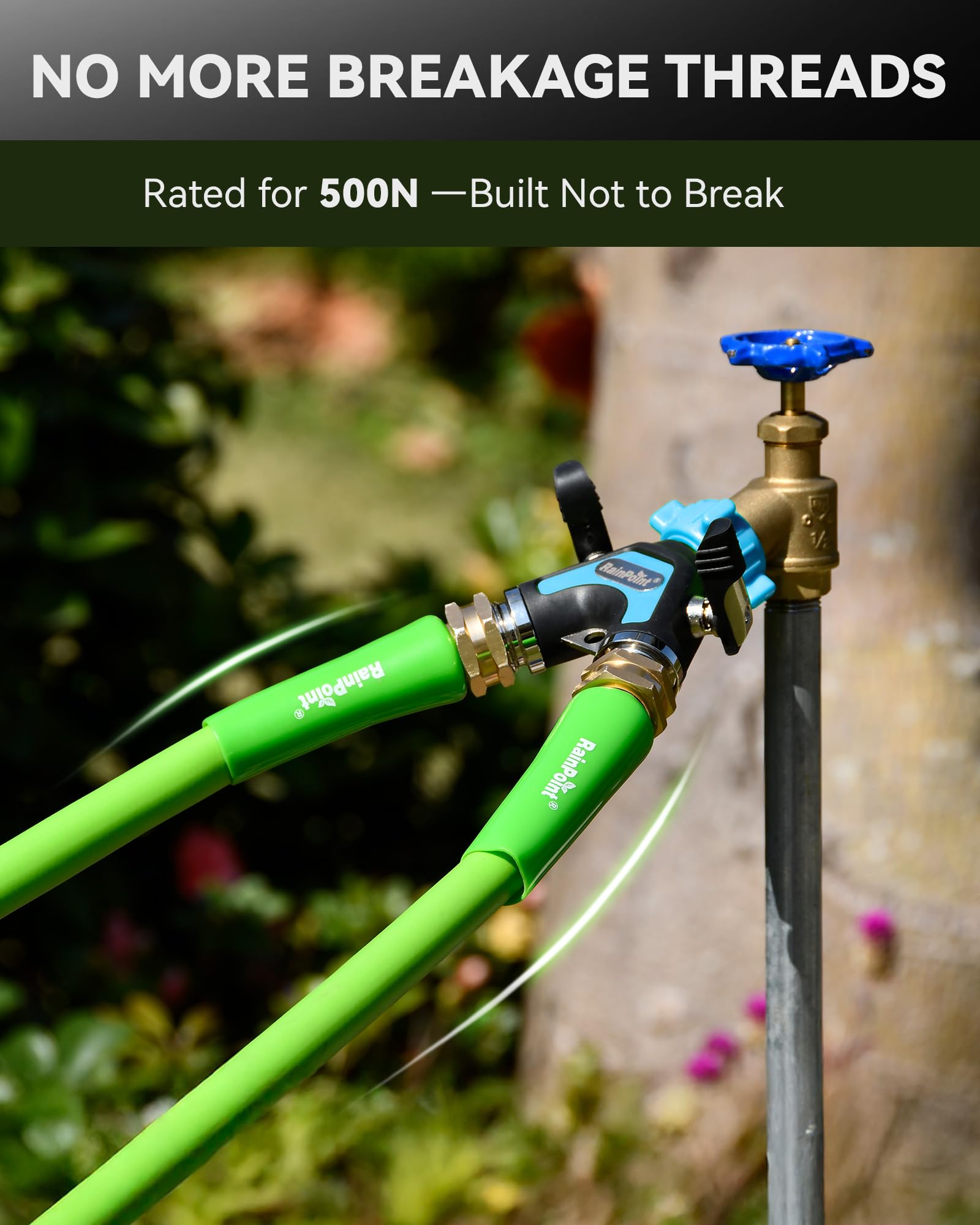RAINPOINT Garden Hose Splitter in garden setting