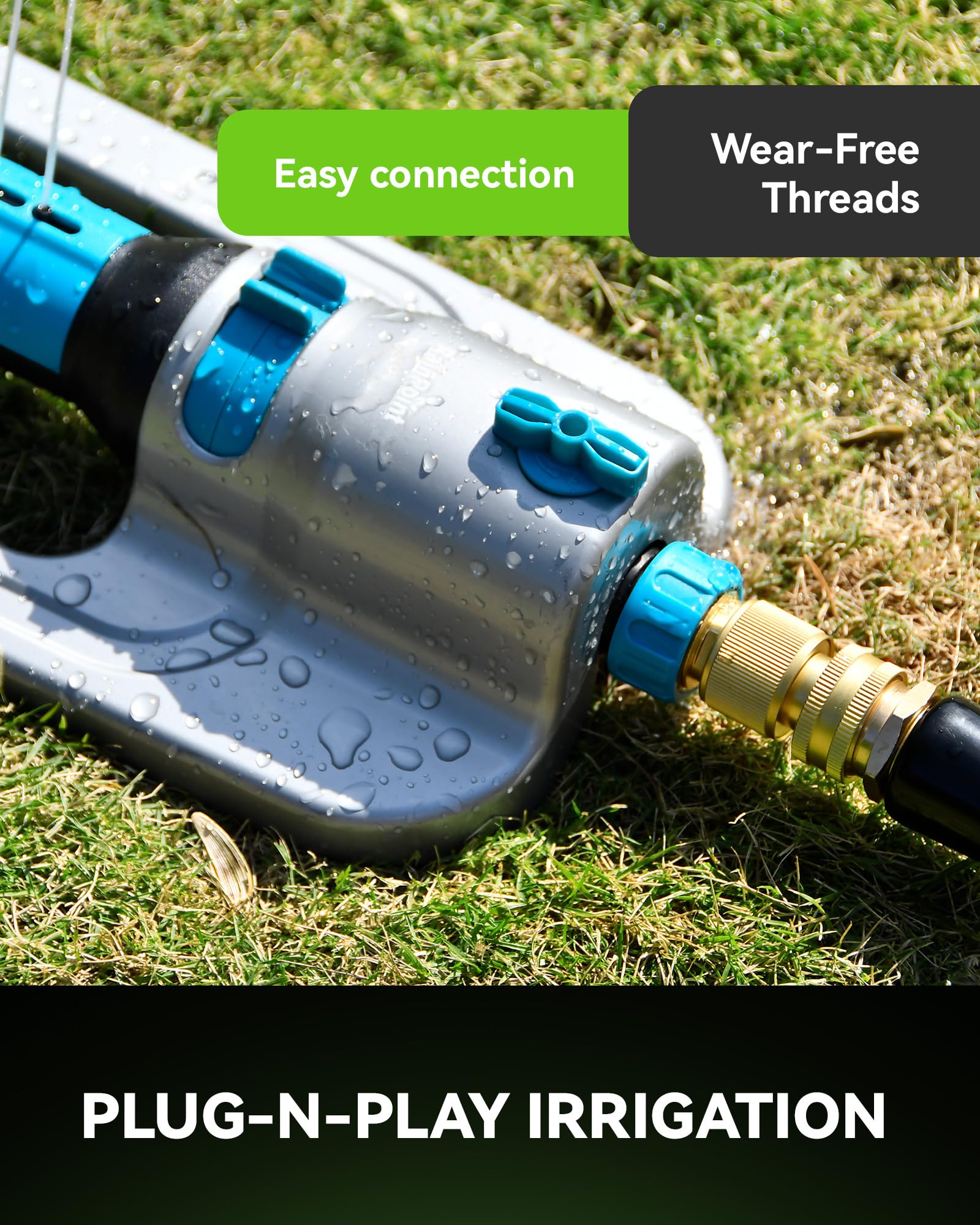 RAINPOINT hose connectors displayed on a garden table