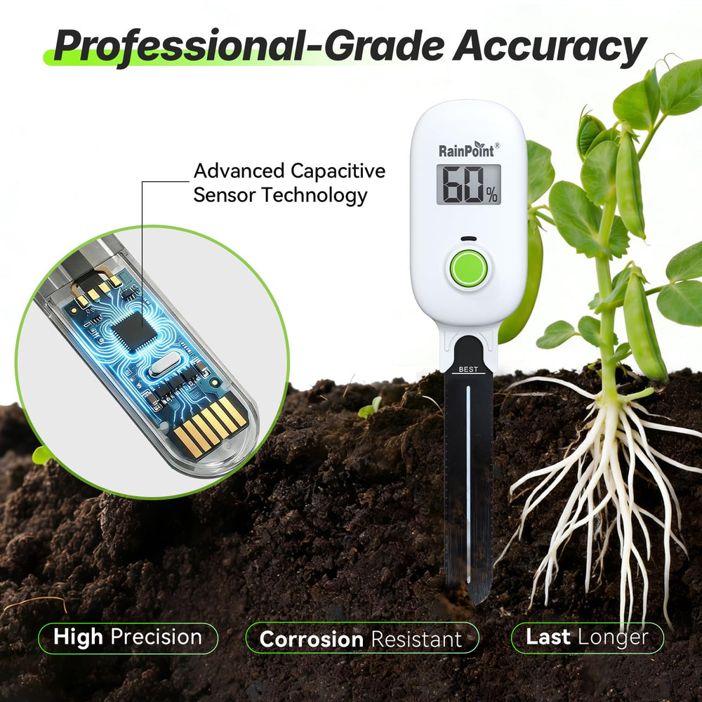RAINPOINT Smart Moisture Meter showing pH Test Strips