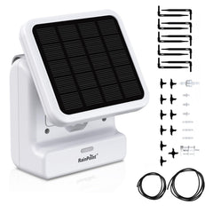RAINPOINT Smart WiFi Solar Drip Irrigation System front view with solar panel