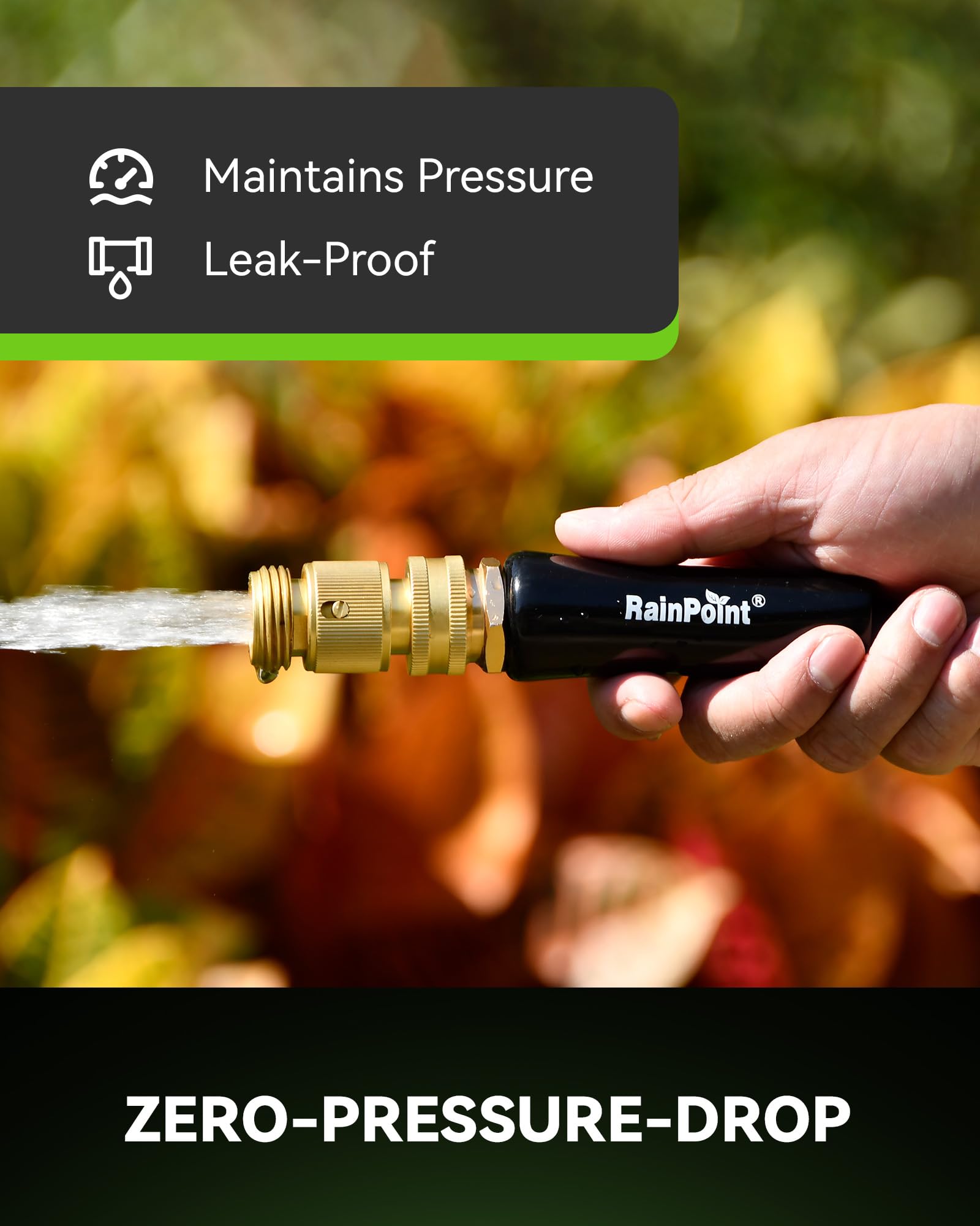 RAINPOINT solid brass hose connector side view