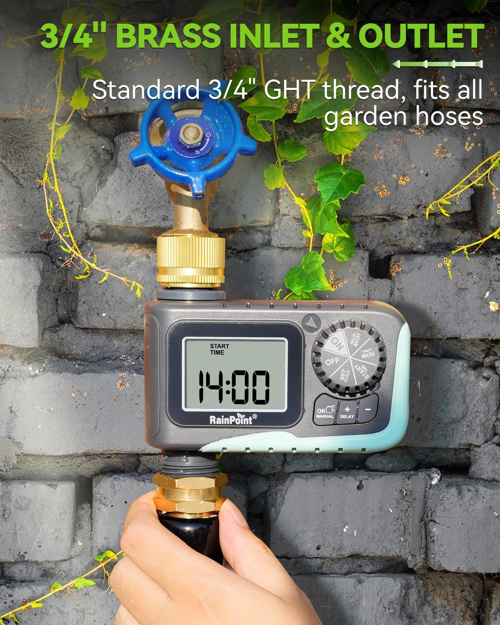 RAINPOINT Sprinkler Timer close-up of metal thread