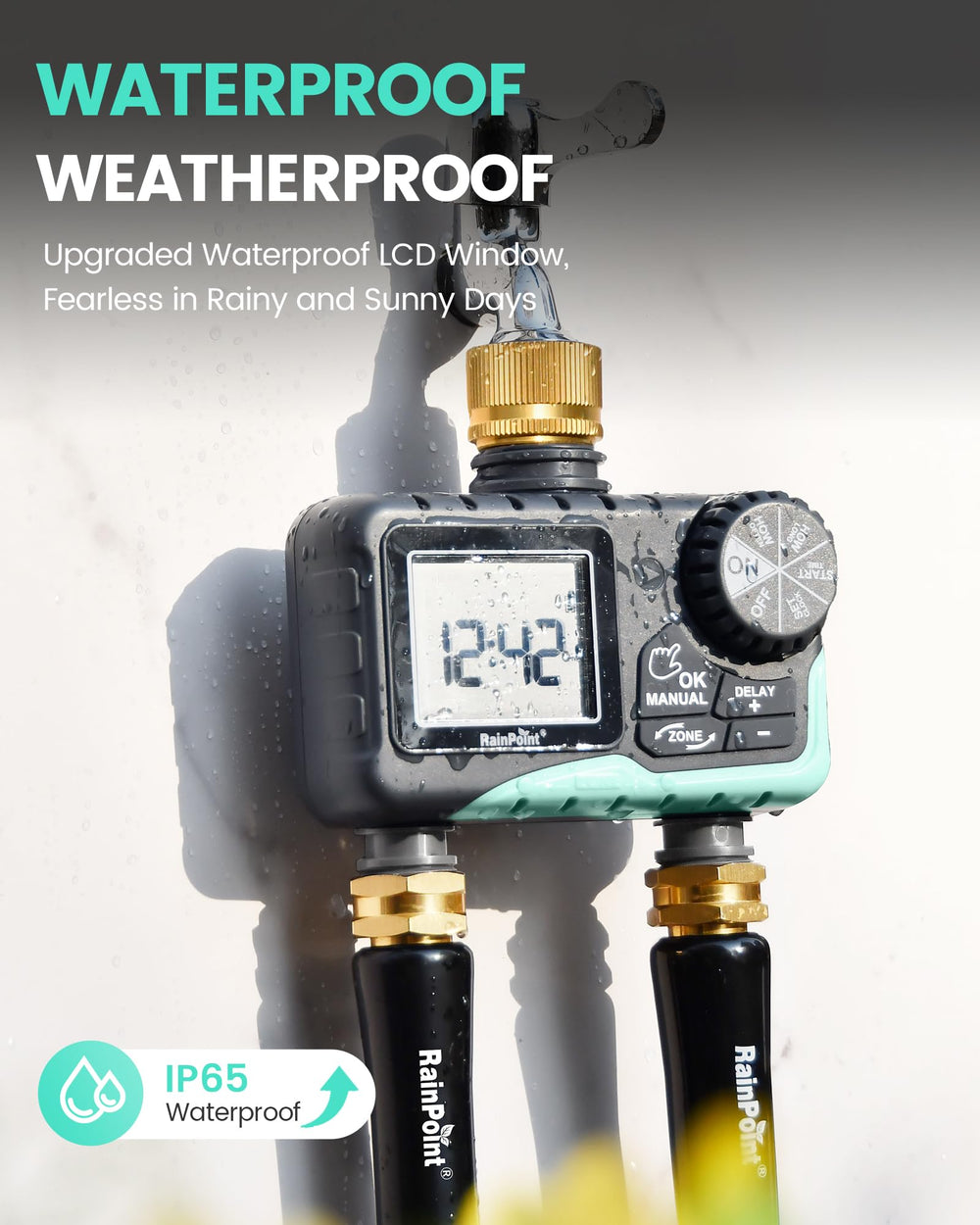RAINPOINT Sprinkler Timer in use watering a garden