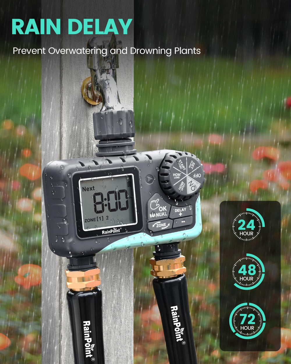 RAINPOINT Sprinkler Timer packaging with product information
