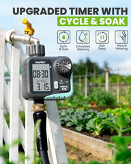 RAINPOINT Sprinkler Timer showing 360-degree swivel interface