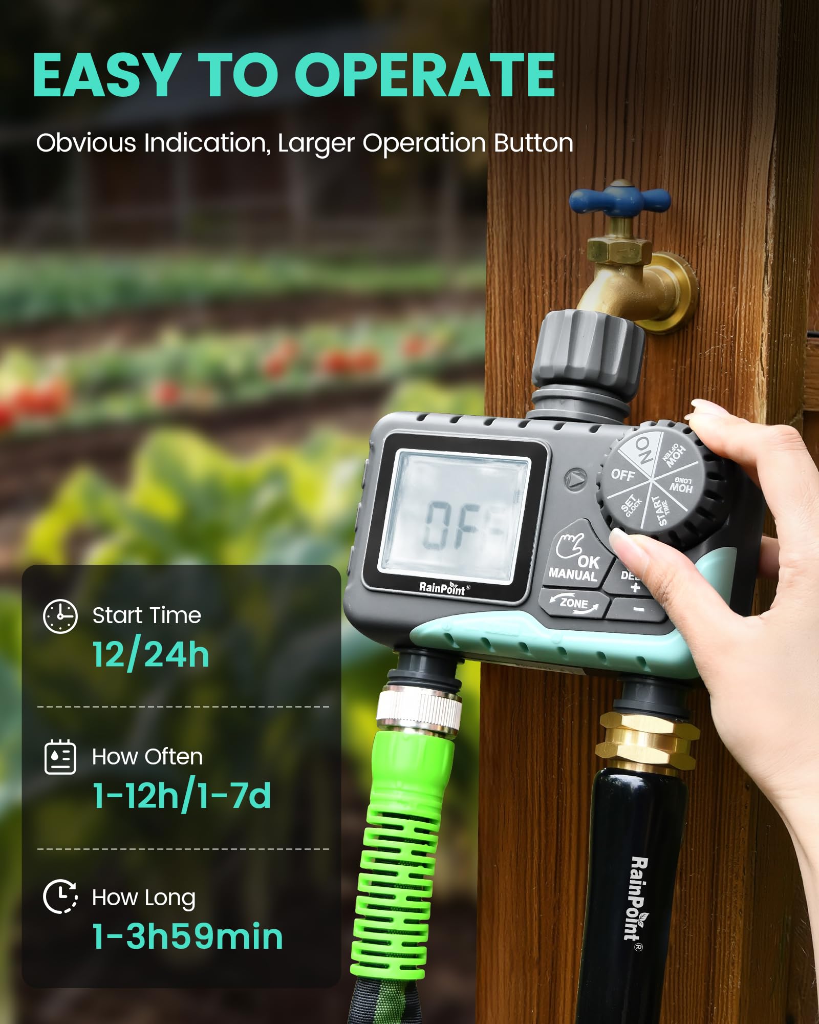 RAINPOINT Sprinkler Timer showing watering schedule settings