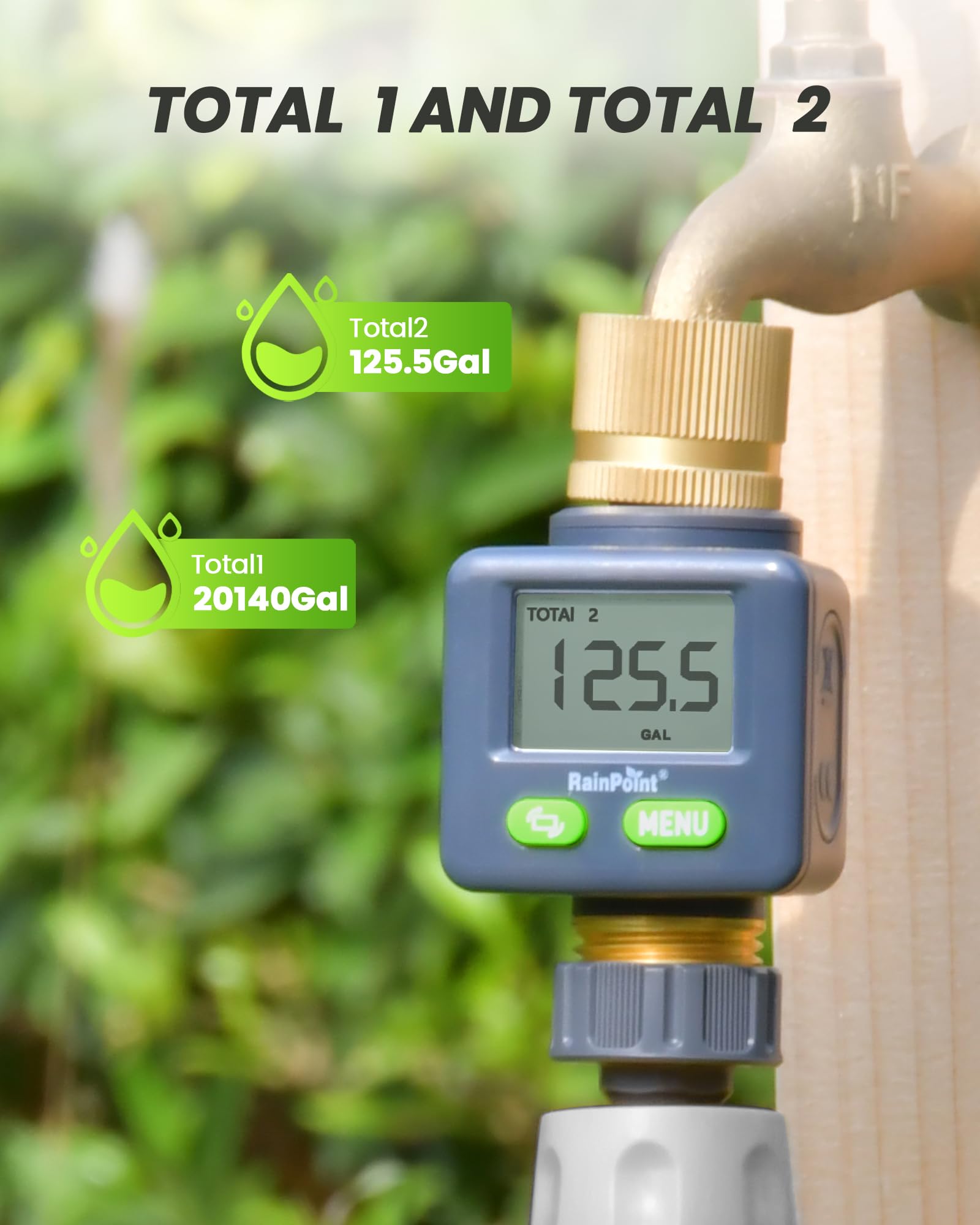 RAINPOINT Water Flow Meter close-up of quick connector