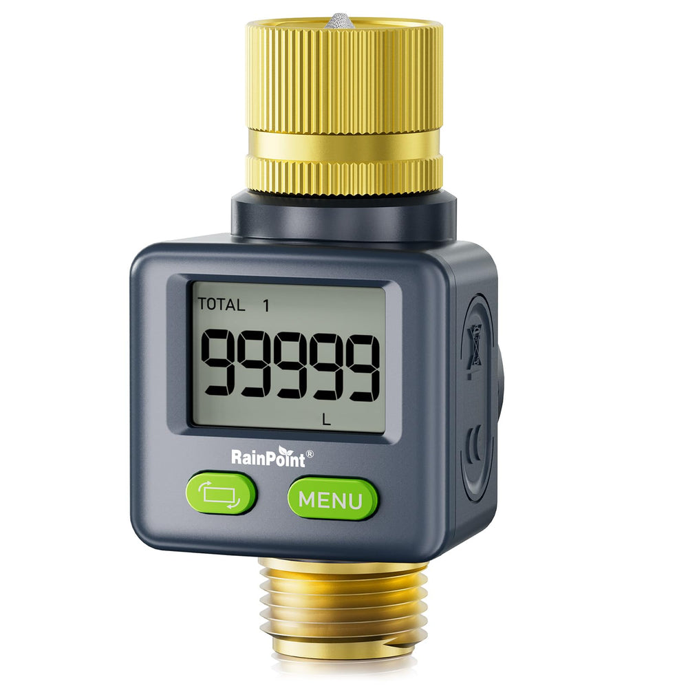RAINPOINT Water Flow Meter front view with LCD display
