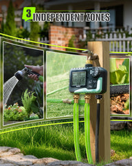 RAINPOINT water timer LCD display showing schedule information