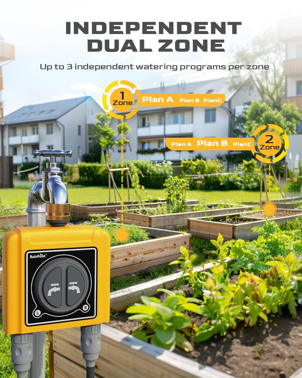 RAINPOINT Water Timer with two hose connections