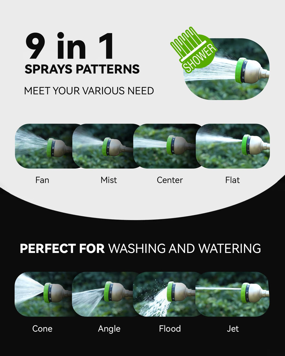 RAINPOINT Watering Wand attached to a standard garden hose