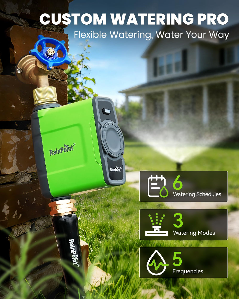 RAINPOINT WiFi Water Timer back view with antenna