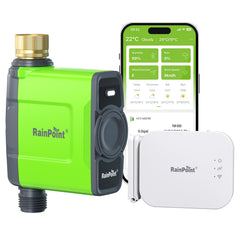 RAINPOINT WiFi Water Timer front view with brass inlet