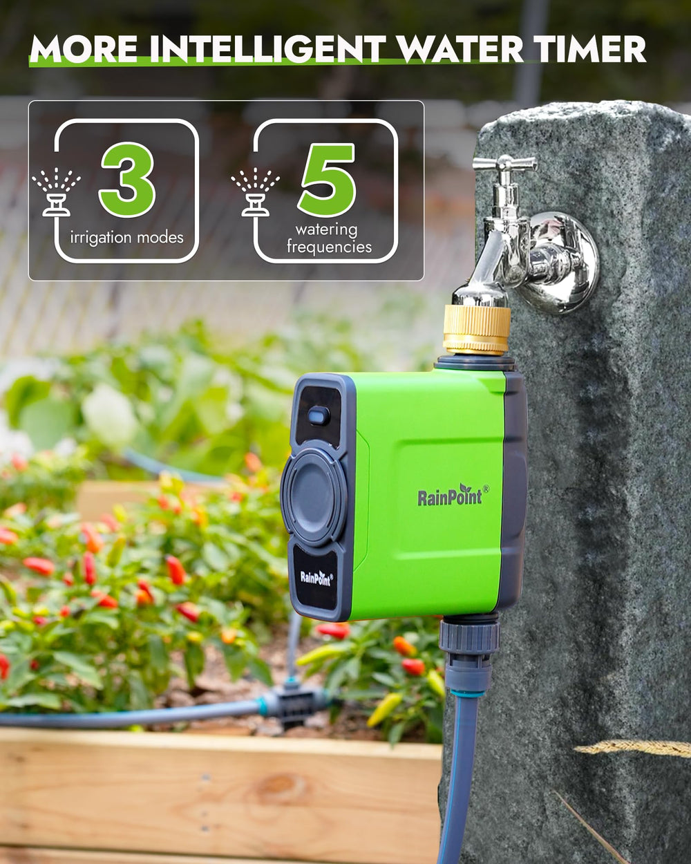RAINPOINT WiFi Water Timer side view with controls