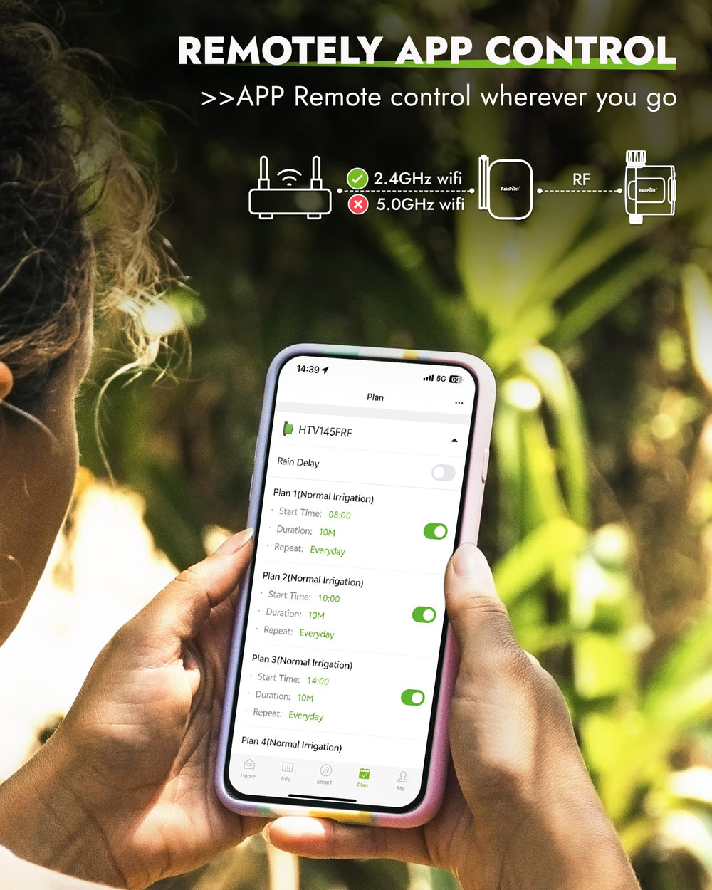 RAINPOINT WiFi Water Timer with smartphone app interface