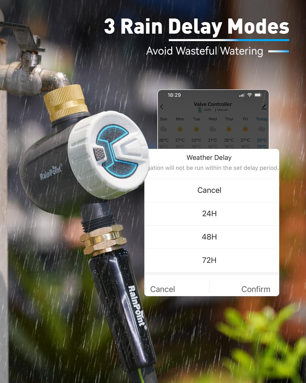 RAINPOINT WiFi Water Timer with water flow indicator