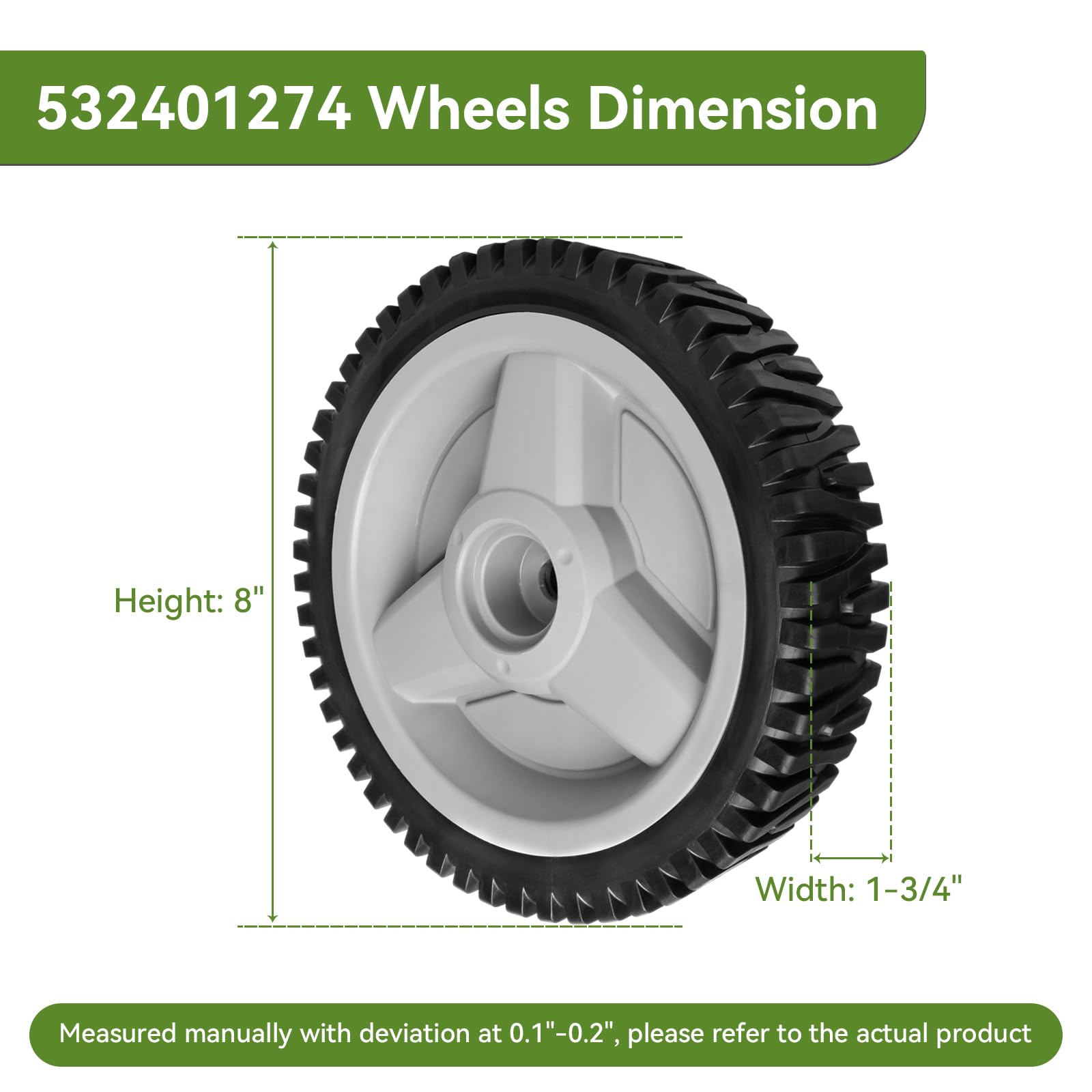 ranwin Front Drive Wheels for HU Mower, side view showing teeth