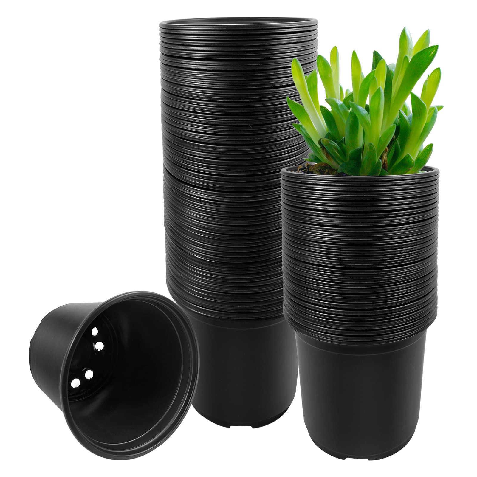 RAOOKIF 6 inch black nursery pots front view