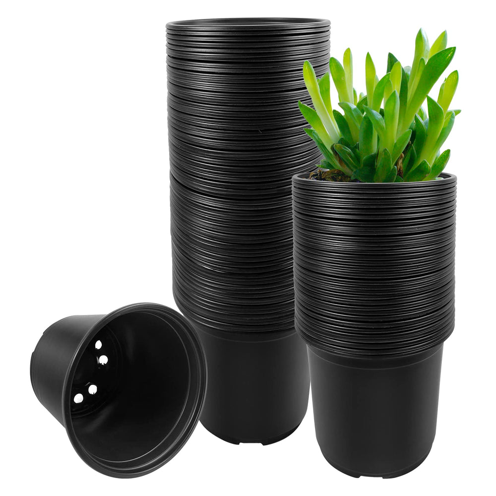 RAOOKIF 6 inch black nursery pots front view