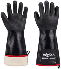 RAPICCA BBQ Grill Gloves front view, black neoprene design
