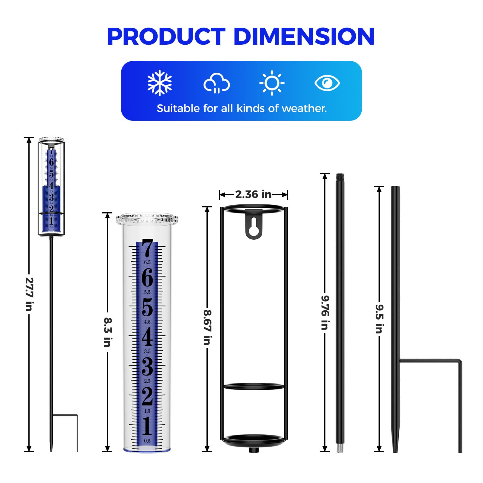 RASKOO Rain Gauge package contents with all components