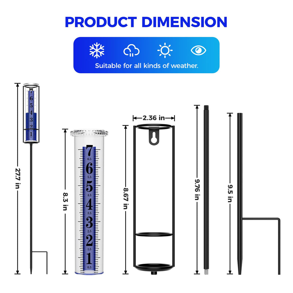 RASKOO Rain Gauge package contents with all components