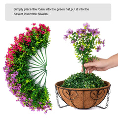 Rattan basket of HyeFlora faux flowers from above
