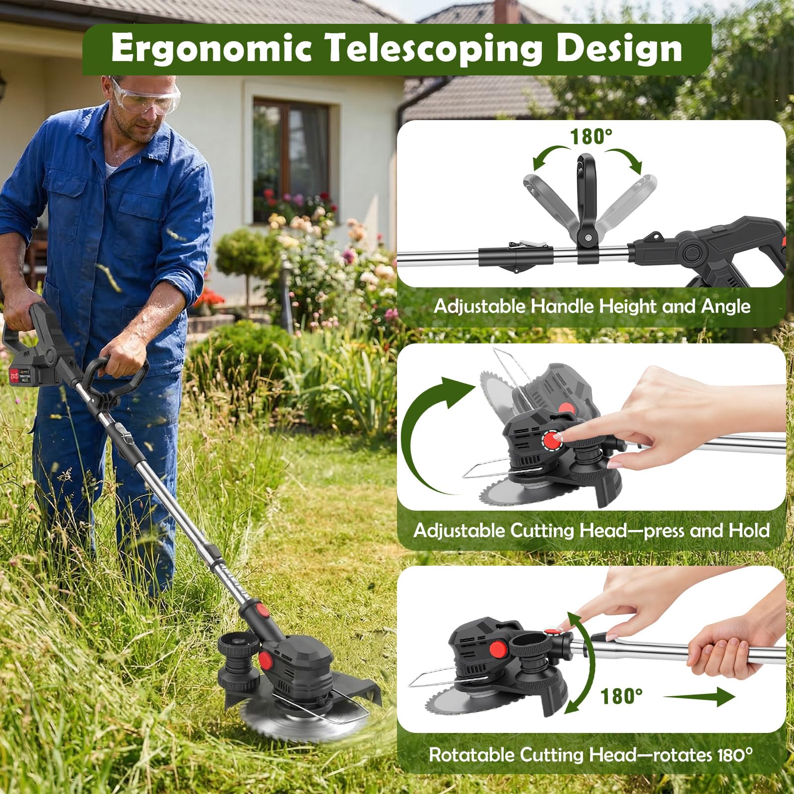 RAXONE Cordless String Trimmer in garden